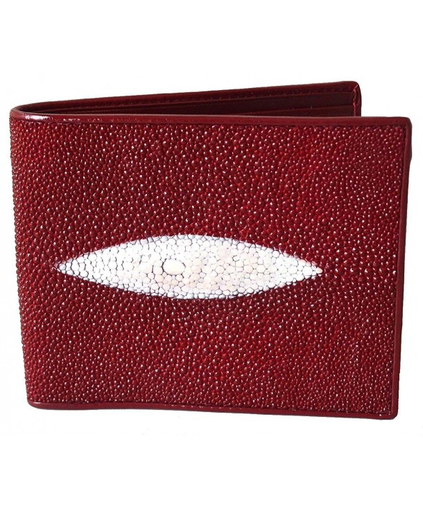 Authentic Stingray Skin Bifold Burgundy