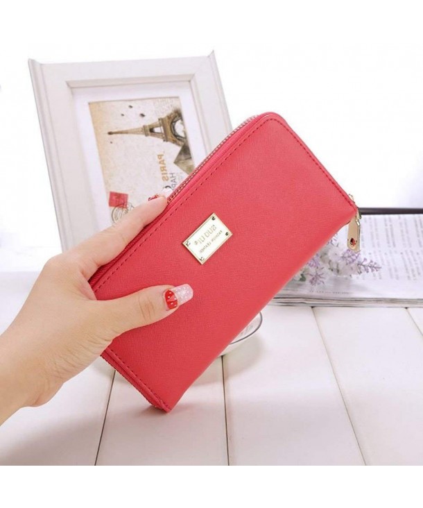 Women Leather Bifold Wallet Clutch Card Phone Holders Zipper Purse Long ...