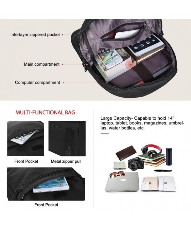 Backpack Capacity Vintage Daypack Holding - black - CL186XOIN0C