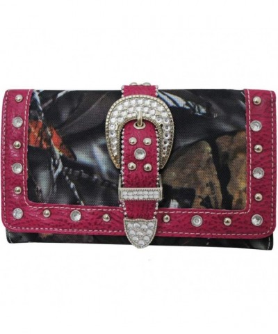 WESTERN BUCKLE CAMOUFLAGE RHINESTONES WALLET PINK