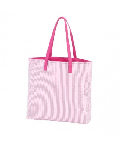 High Fashion Pink Seersucker Tote