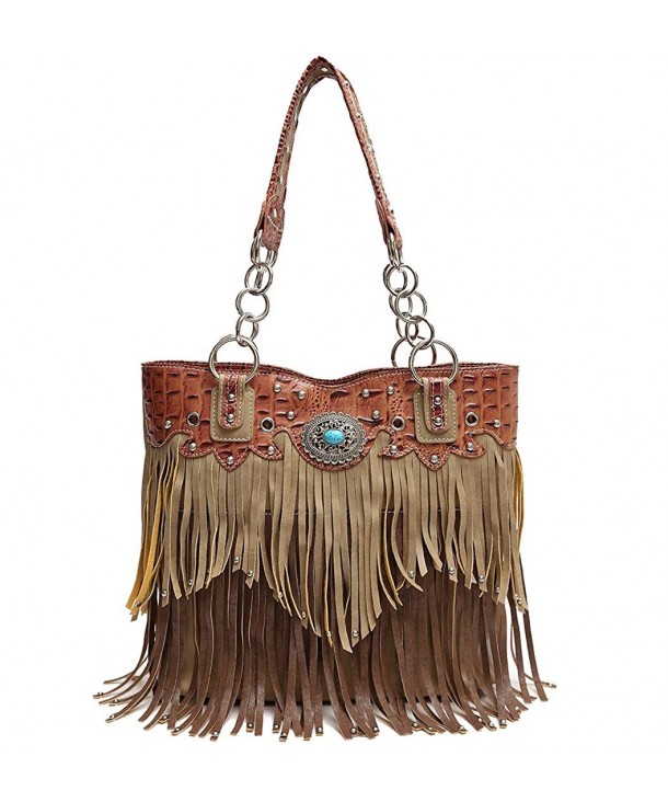 Western Style Concealed Carry Fringe Women Country Concho Studded Purse ...