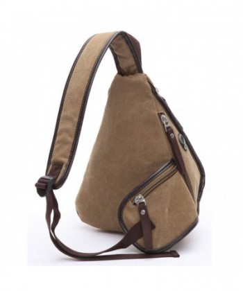 Canvas Sling Bags Crossbody Shoulder Backpack for Women & Men - Khaki ...