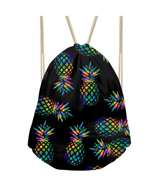 Drawstring Backpack Pineapple Pattern Outdoor