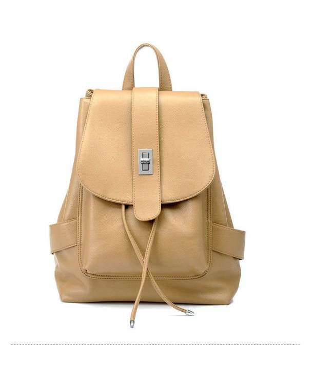 Style Material LeatherCasual Backpack Khaki