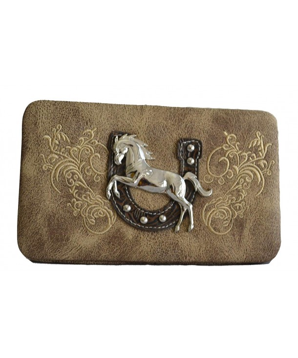 WOMEN CONCHO STITCHED WALLET CLUTCH
