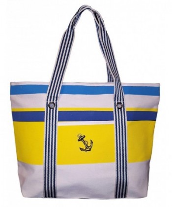 Striped Tote Beach Bag with Anchor - Personalization Available - Blank ...