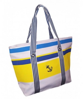 Striped Tote Beach Bag with Anchor - Personalization Available - Blank ...